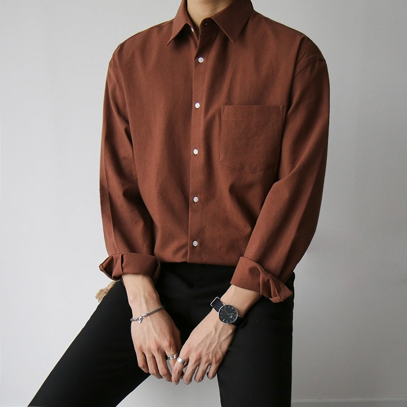 Classic Relaxed Fit Solid Color Casual Shirt