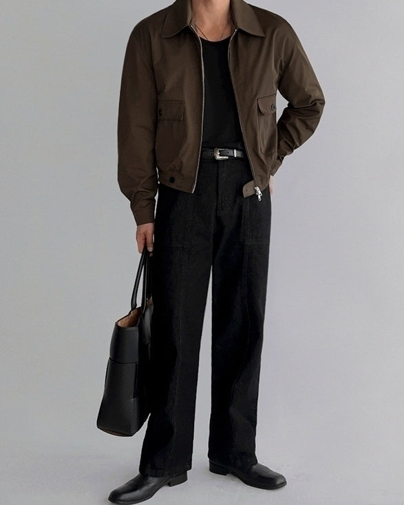Classic Relaxed Fit Washed Denim Casual Pants