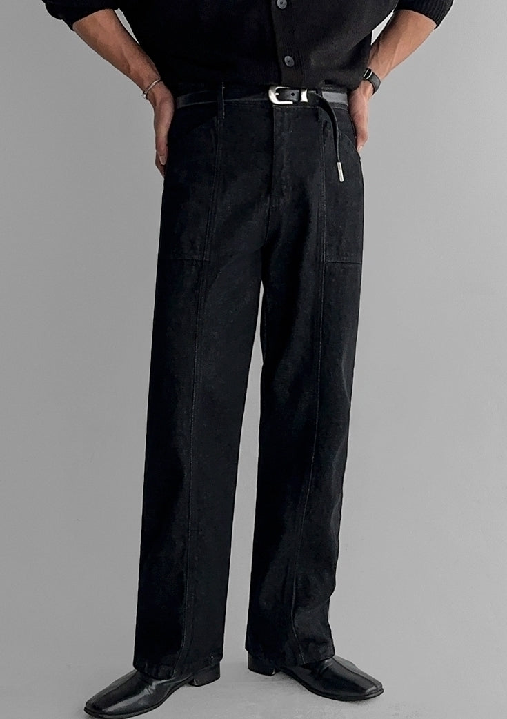 Classic Relaxed Fit Washed Denim Casual Pants