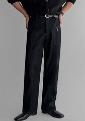Classic Relaxed Fit Washed Denim Casual Pants