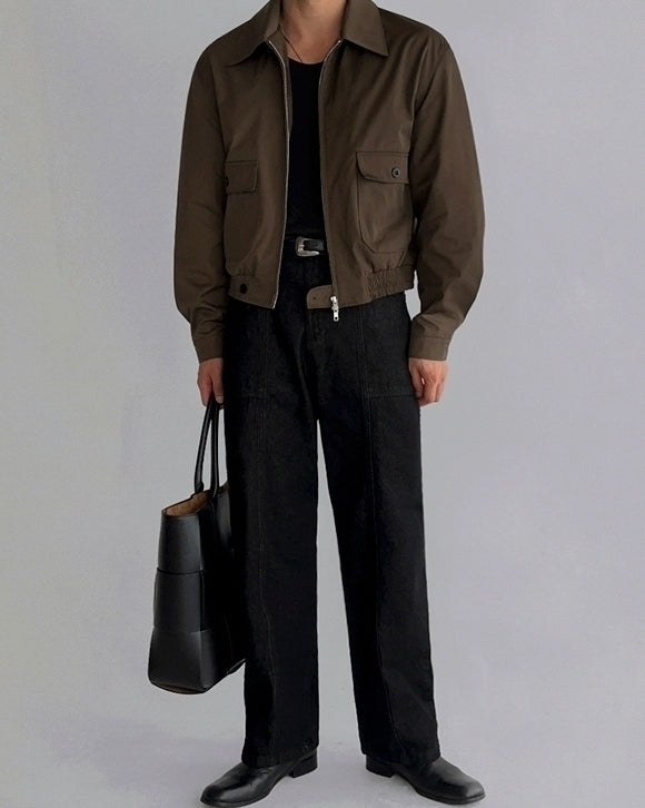 Classic Relaxed Fit Washed Denim Casual Pants