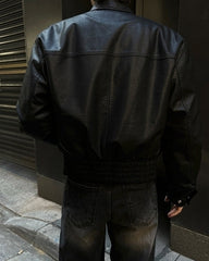 Classic Short Faux Leather Jacket Casual Retro Style