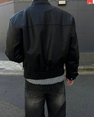 Classic Short Faux Leather Jacket Casual Retro Style