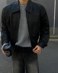 Classic Short Faux Leather Jacket Casual Retro Style