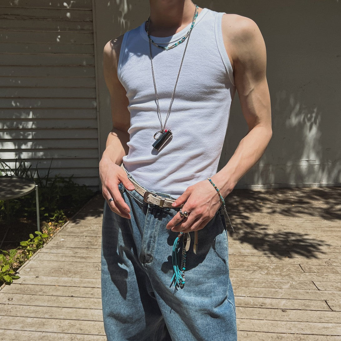 Classic Slim Fit Sleeveless Crewneck Tank Top