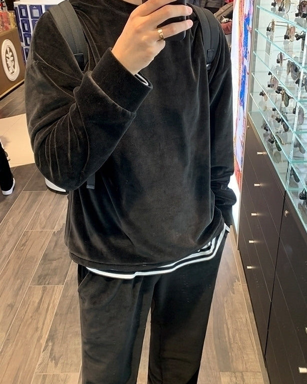 Classic Solid Color Casual Sweatshirt And Jogger Set