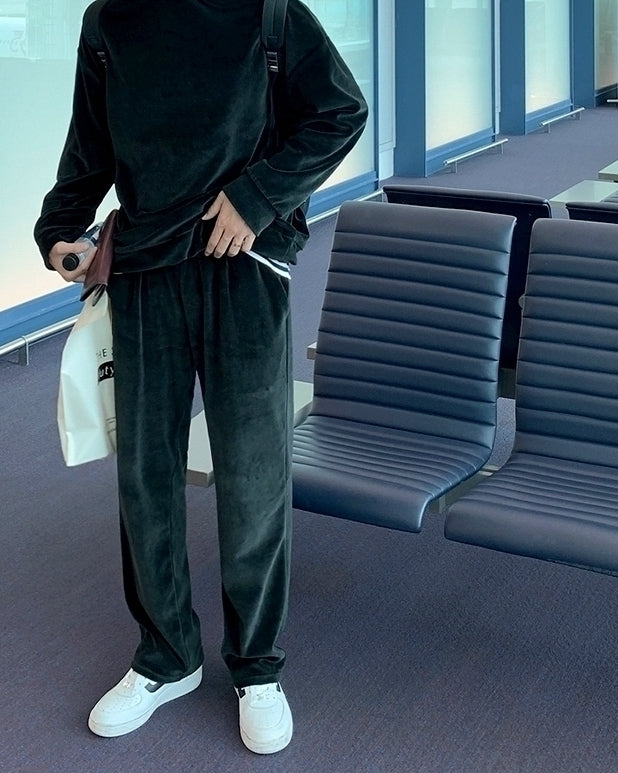 Classic Solid Color Casual Sweatshirt And Jogger Set