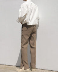 Classic Straight Leg Casual Split Hem Trousers