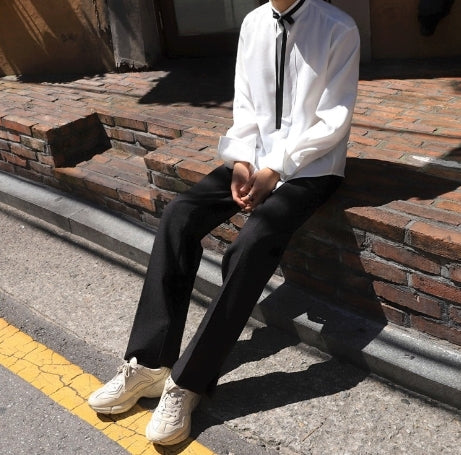 Classic Straight Leg Casual Split Hem Trousers