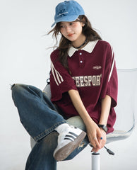 Classic Striped Polo Shirt With Contrast Collar
