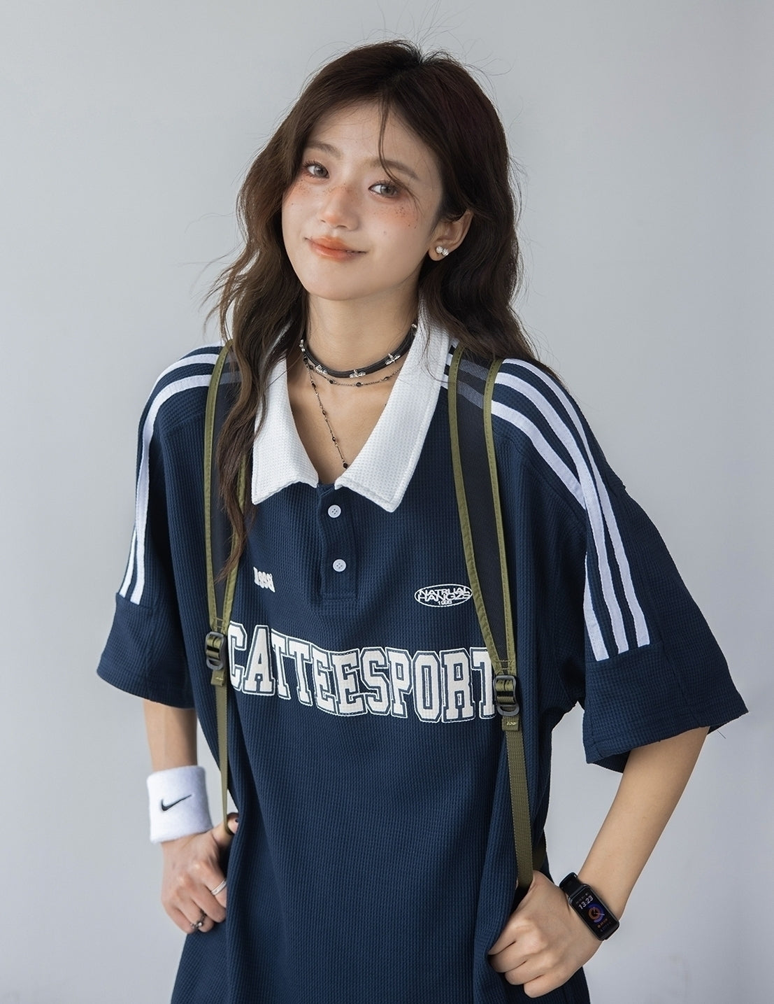 Classic Striped Polo Shirt With Contrast Collar
