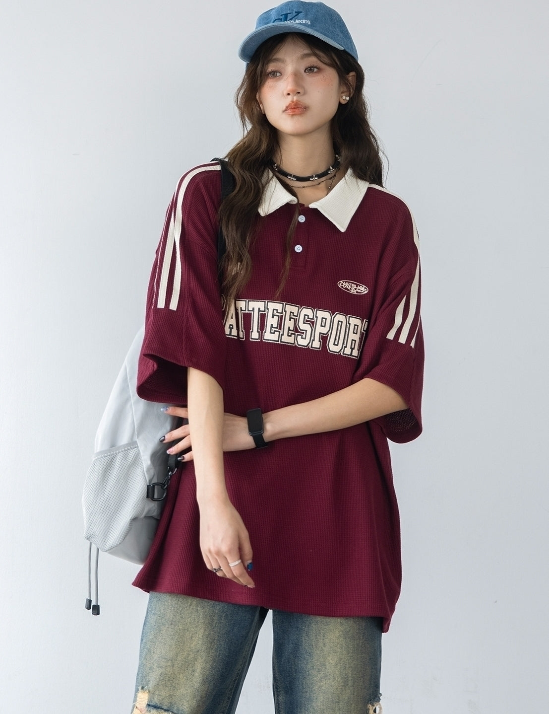 Classic Striped Polo Shirt With Contrast Collar