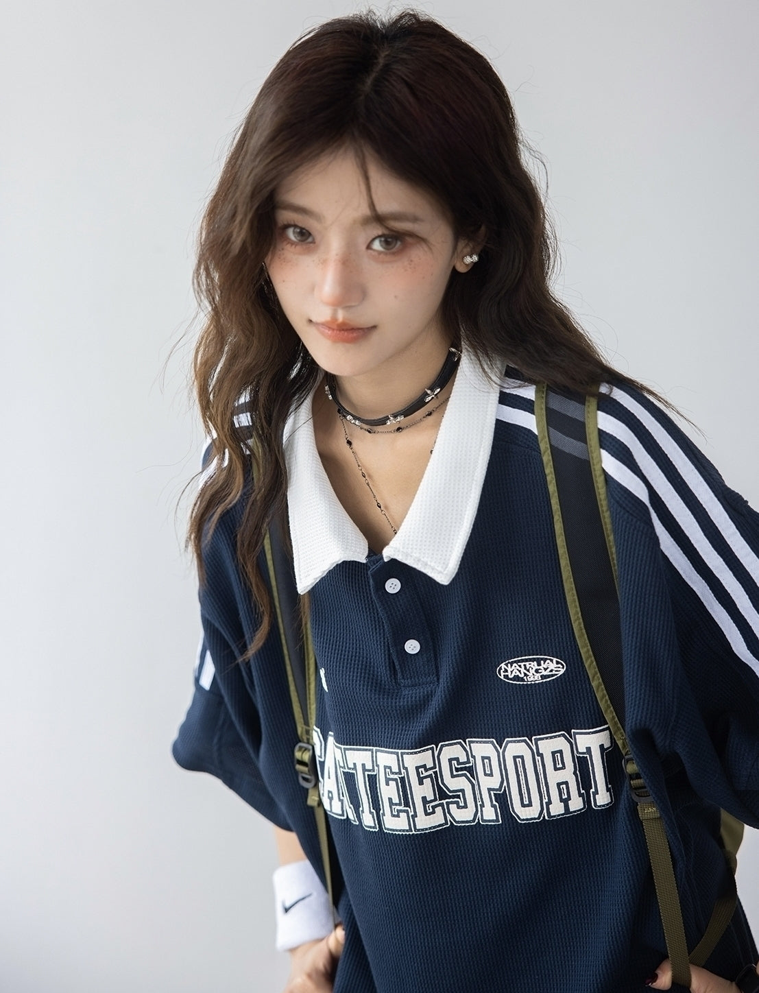 Classic Striped Polo Shirt With Contrast Collar