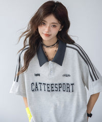 Classic Striped Polo Shirt With Contrast Collar
