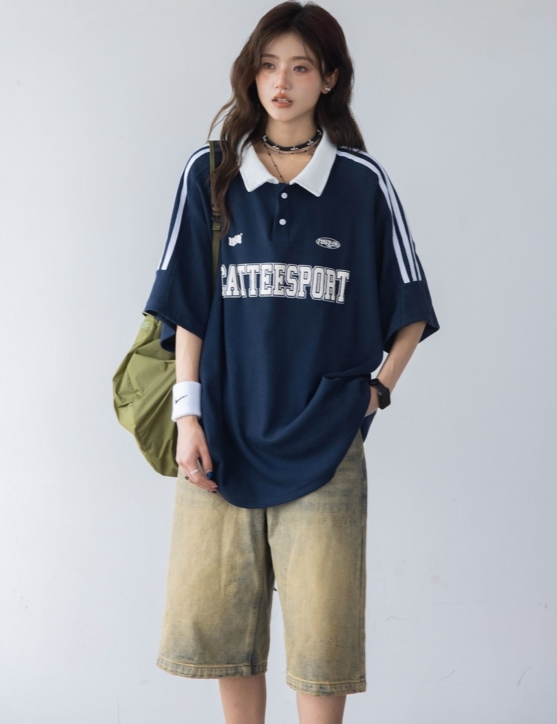 Classic Striped Polo Shirt With Contrast Collar