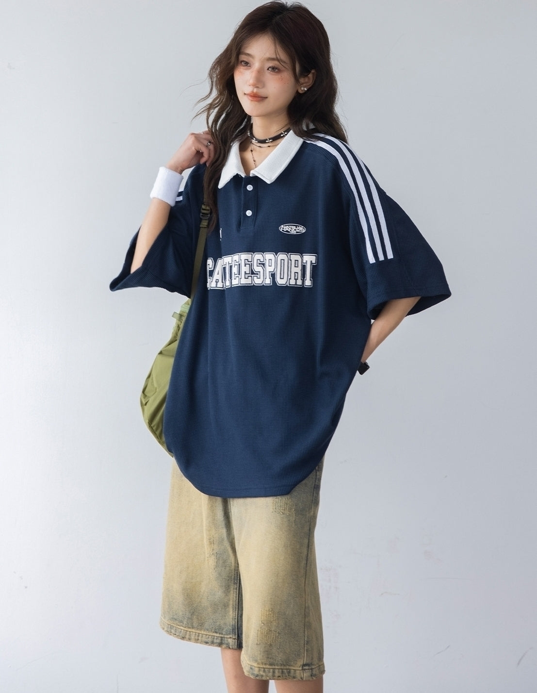 Classic Striped Polo Shirt With Contrast Collar