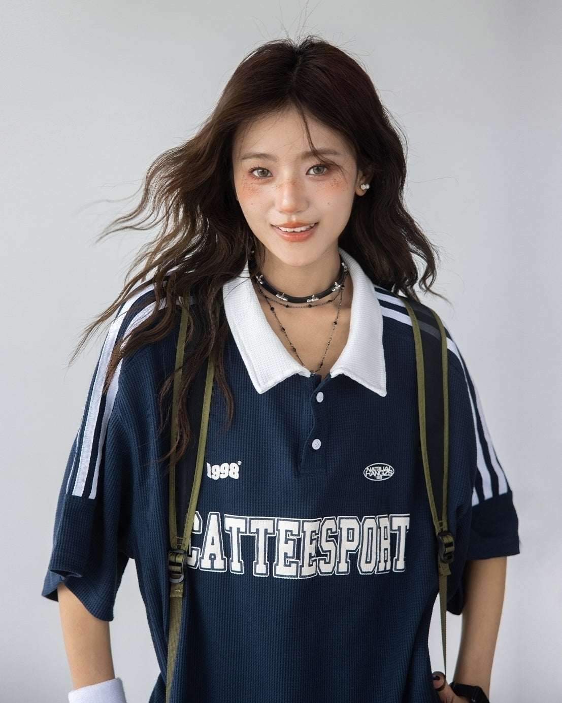 Classic Striped Polo Shirt With Contrast Collar
