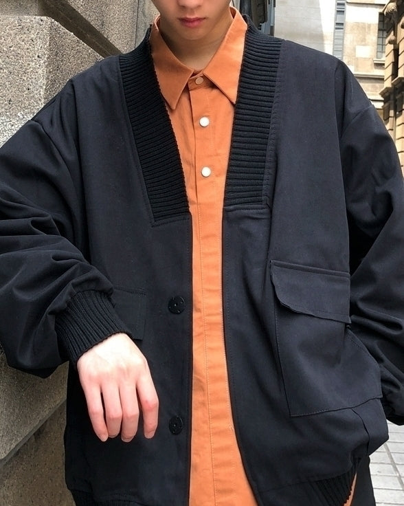 Classic V Neck Cardigan Casual Loose Fit Jacket