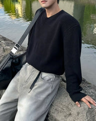 Classic V Neck Knit Sweater Casual Loose Fit