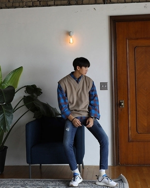 Classic V Neck Knit Sweater Vest