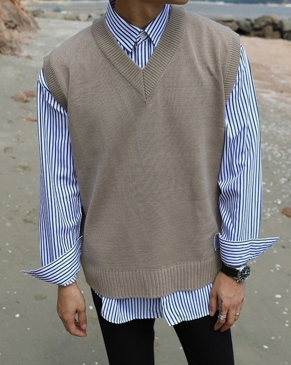 Classic V Neck Knit Sweater Vest