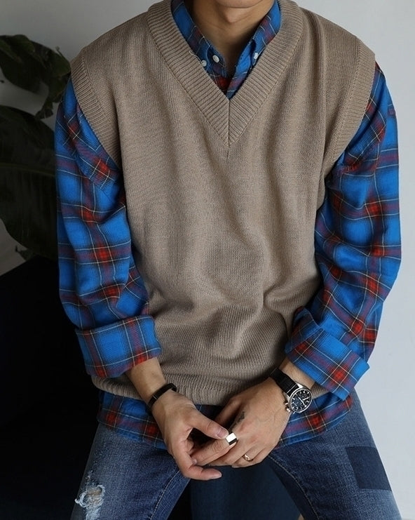Classic V Neck Knit Sweater Vest