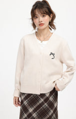 Beige Academy Style V-Neck Cardigan