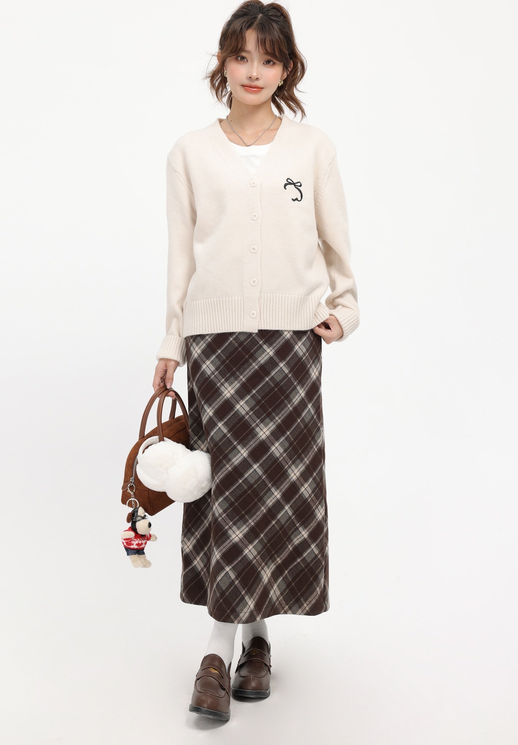 Beige Academy Style V-Neck Cardigan