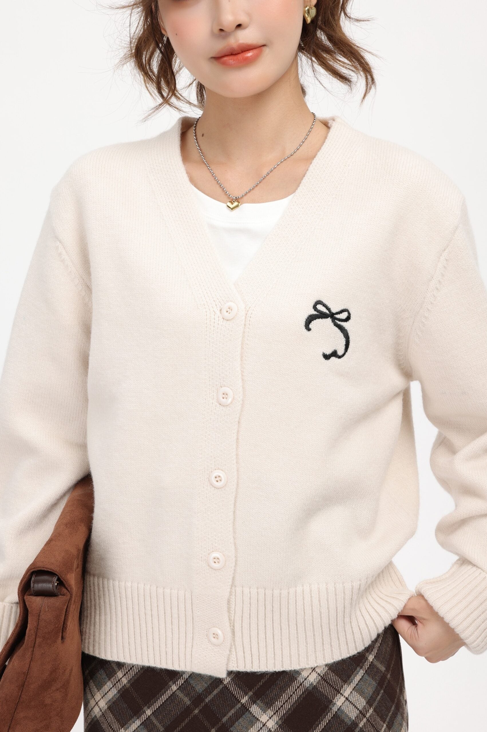 Beige Academy Style V-Neck Cardigan