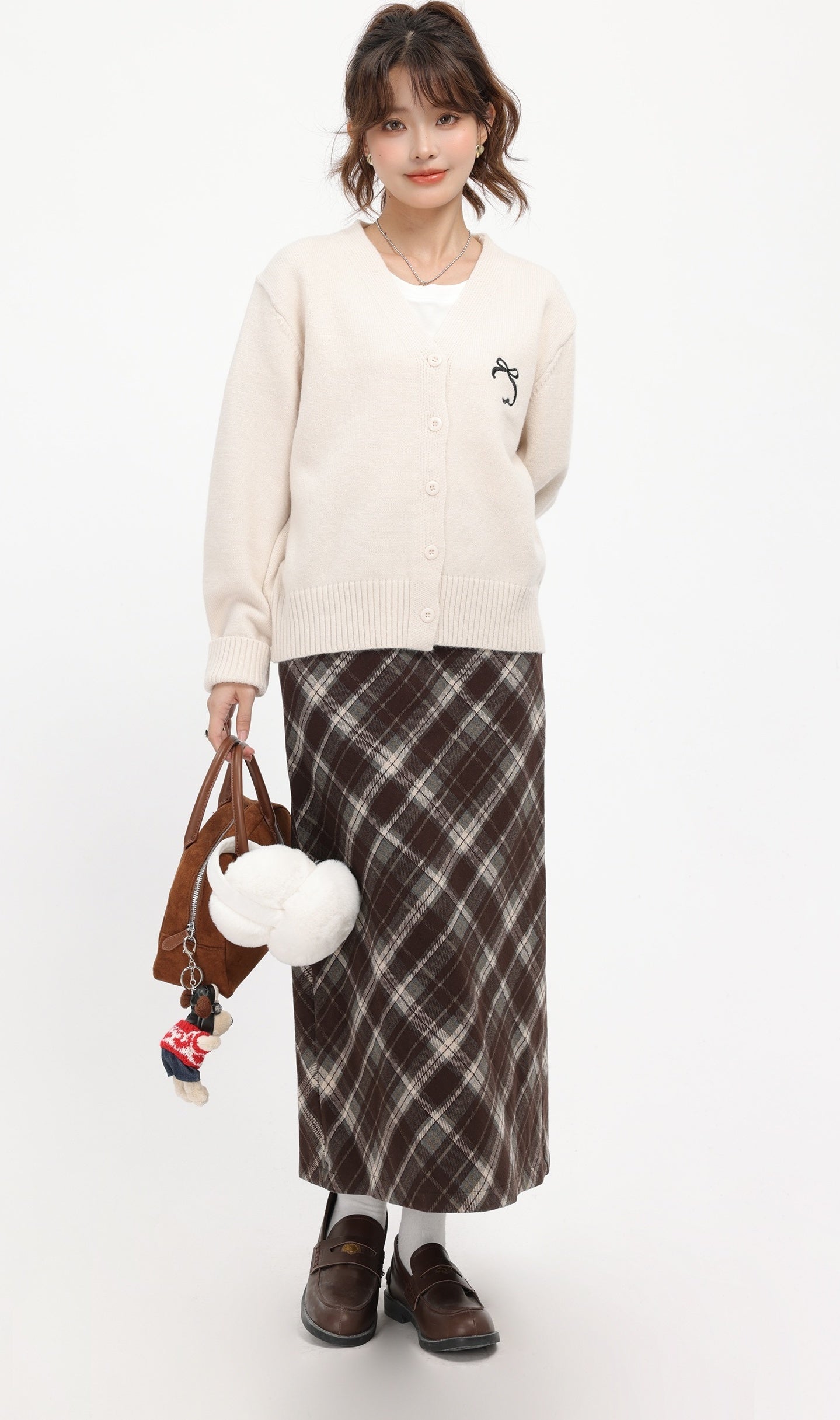 Beige Academy Style V-Neck Cardigan
