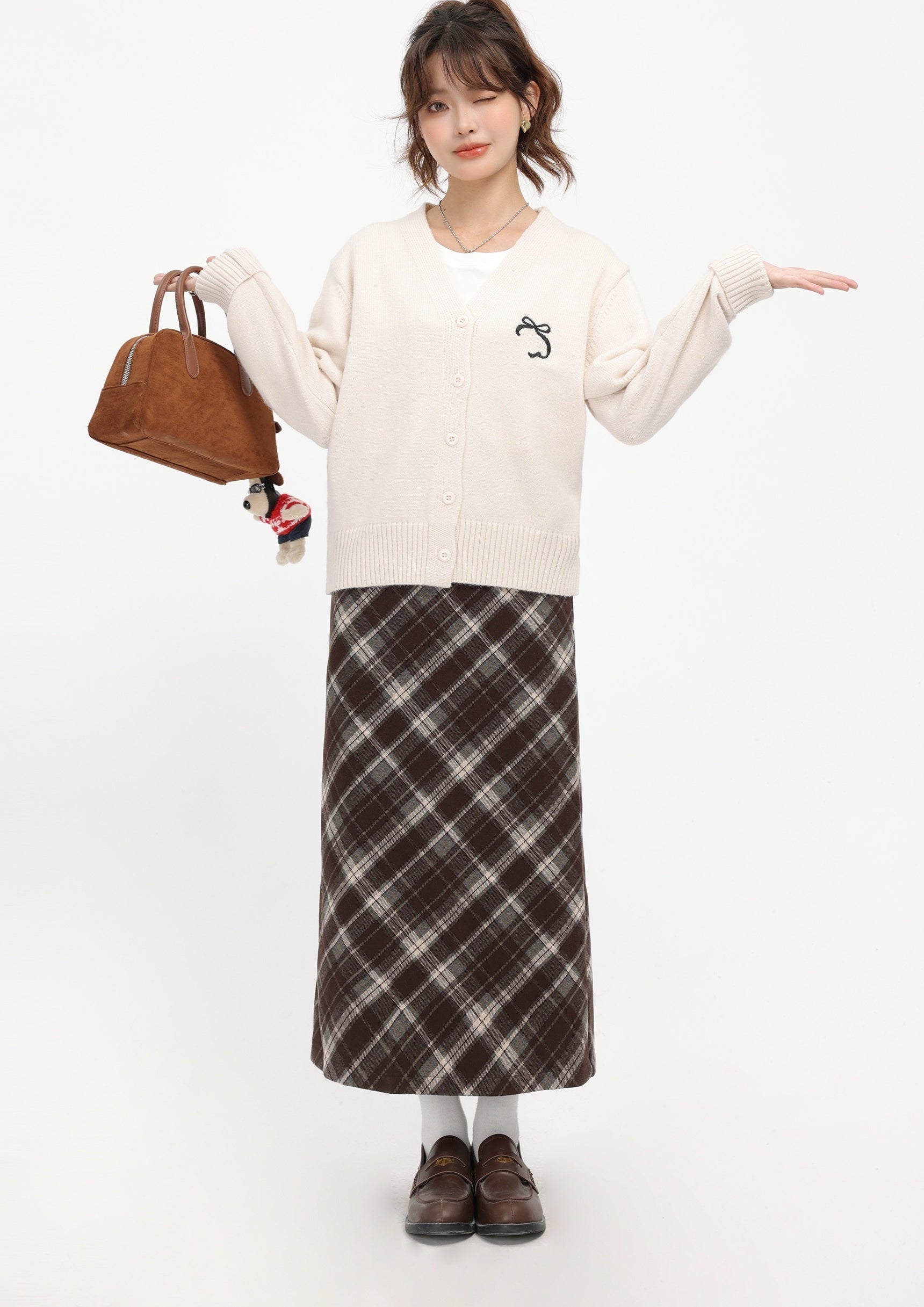 Beige Academy Style V-Neck Cardigan