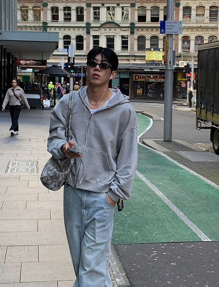 Clean Fit Hooded Zip Up Sweatshirt Jacket
