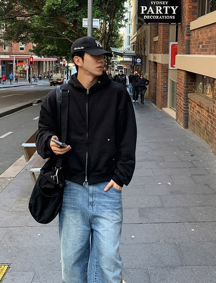 Clean Fit Hooded Zip Up Sweatshirt Jacket