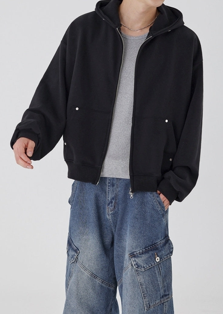 Clean Fit Hooded Zip Up Sweatshirt Jacket
