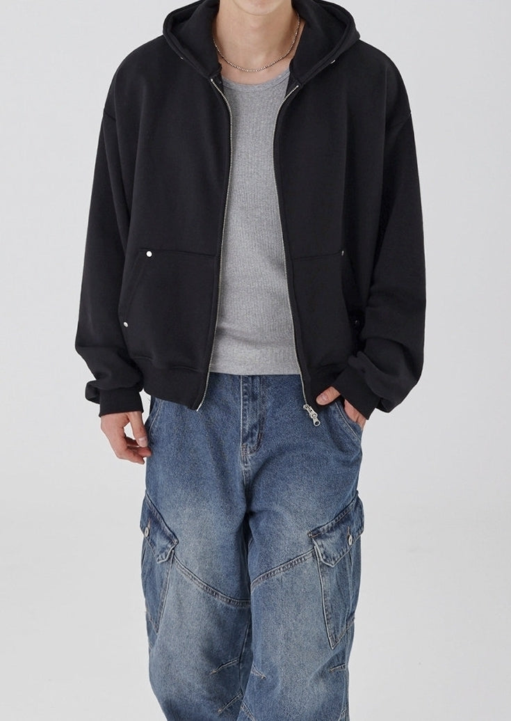 Clean Fit Hooded Zip Up Sweatshirt Jacket