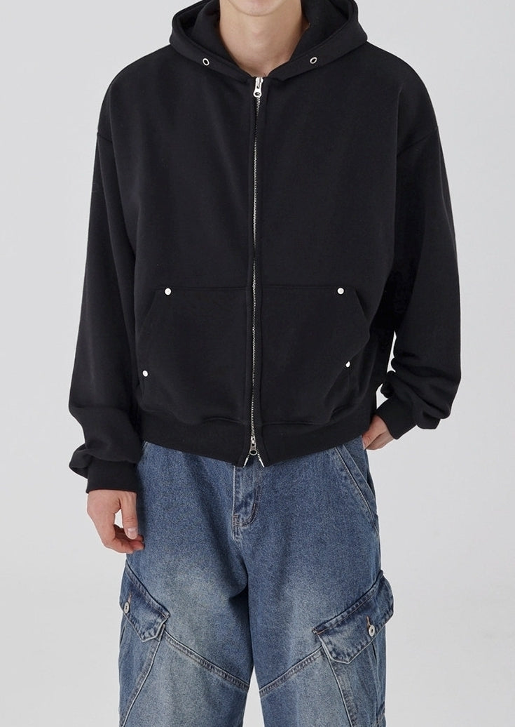 Clean Fit Hooded Zip Up Sweatshirt Jacket