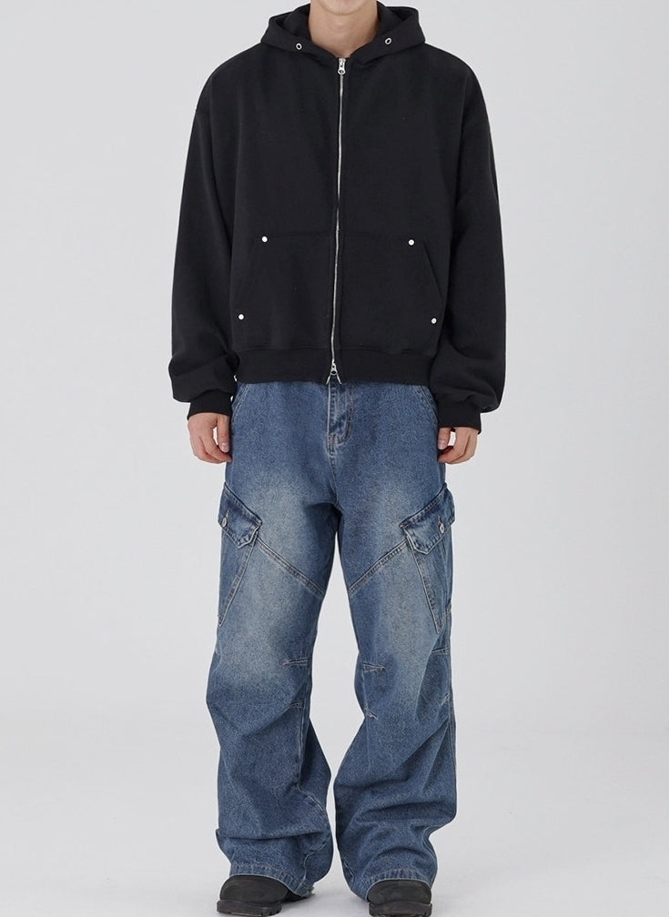 Clean Fit Hooded Zip Up Sweatshirt Jacket