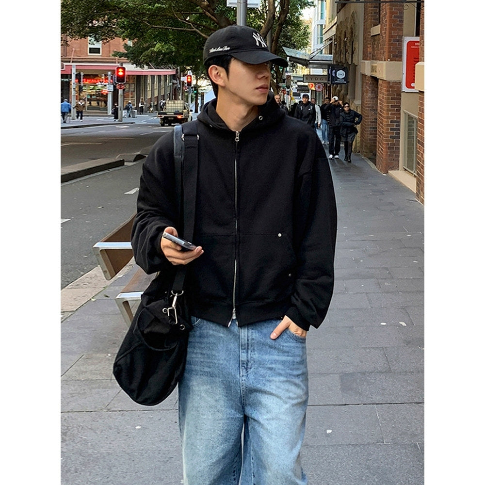 Clean Fit Hooded Zip Up Sweatshirt Jacket