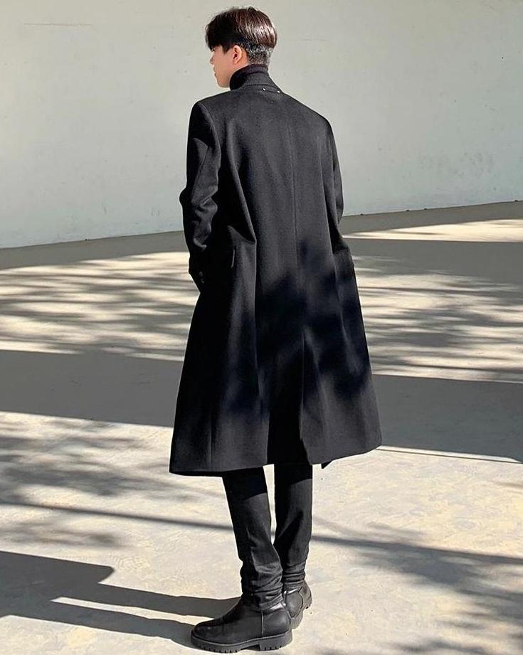 Coated Black Denim Slim Trousers