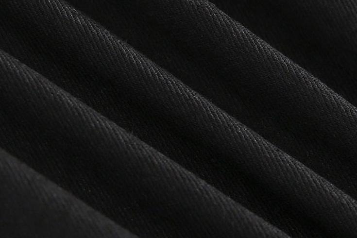 Coated Black Denim Slim Trousers