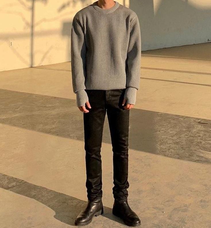 Coated Black Denim Slim Trousers