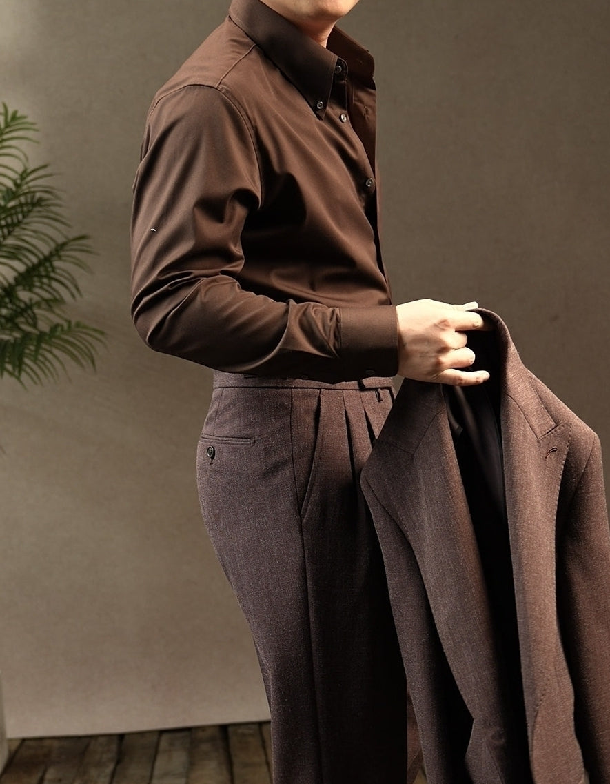 Coffee Brown Collared Shirt
