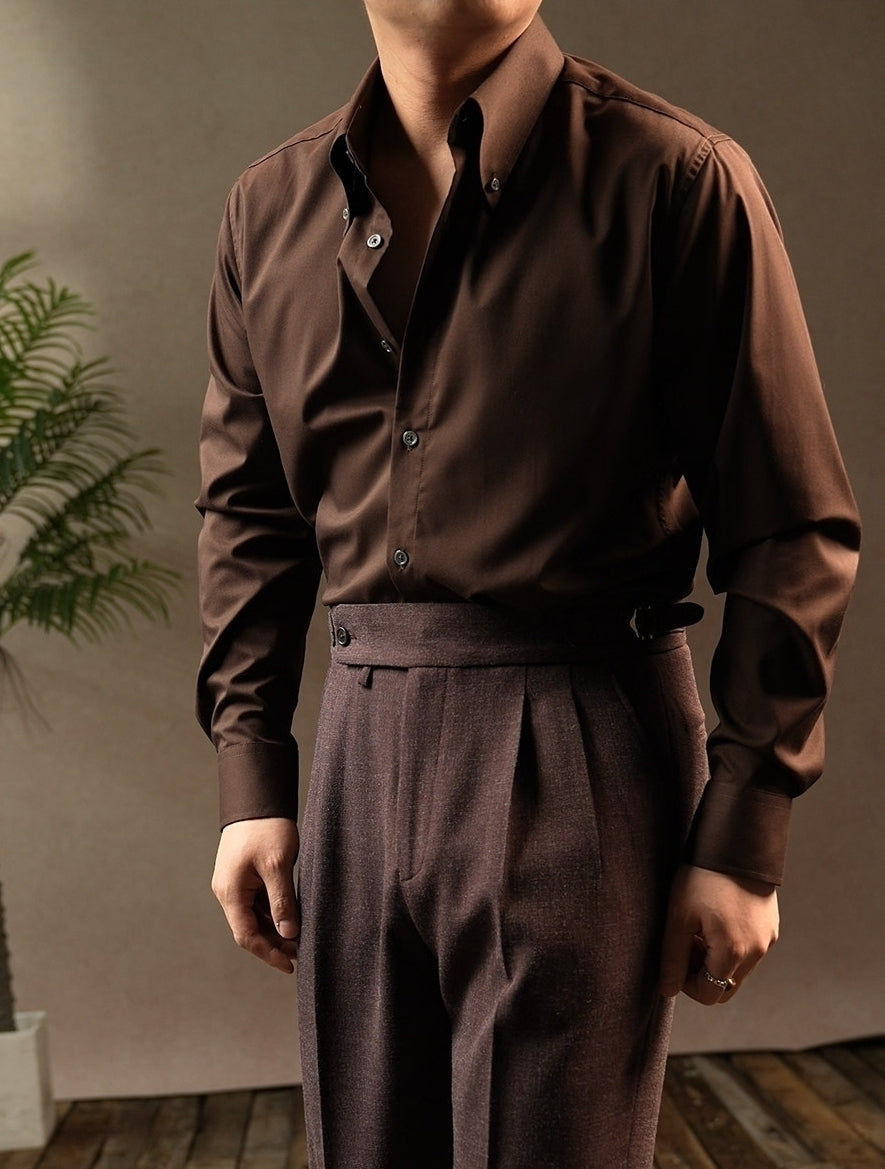 Coffee Brown Collared Shirt