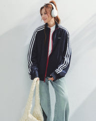College Style Stand Collar Casual Sports Jacket