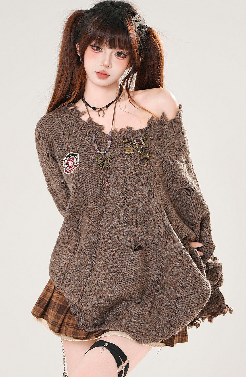 College Style V Neck Sweater
