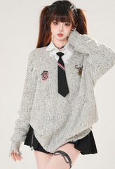 College Style V Neck Sweater