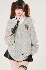College Style V Neck Sweater