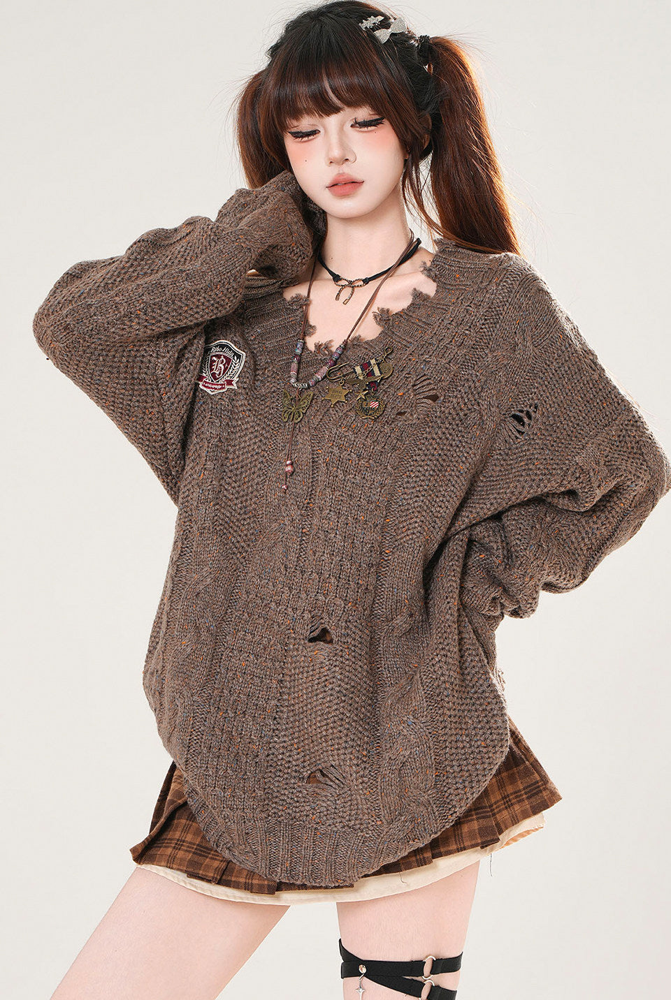 College Style V Neck Sweater