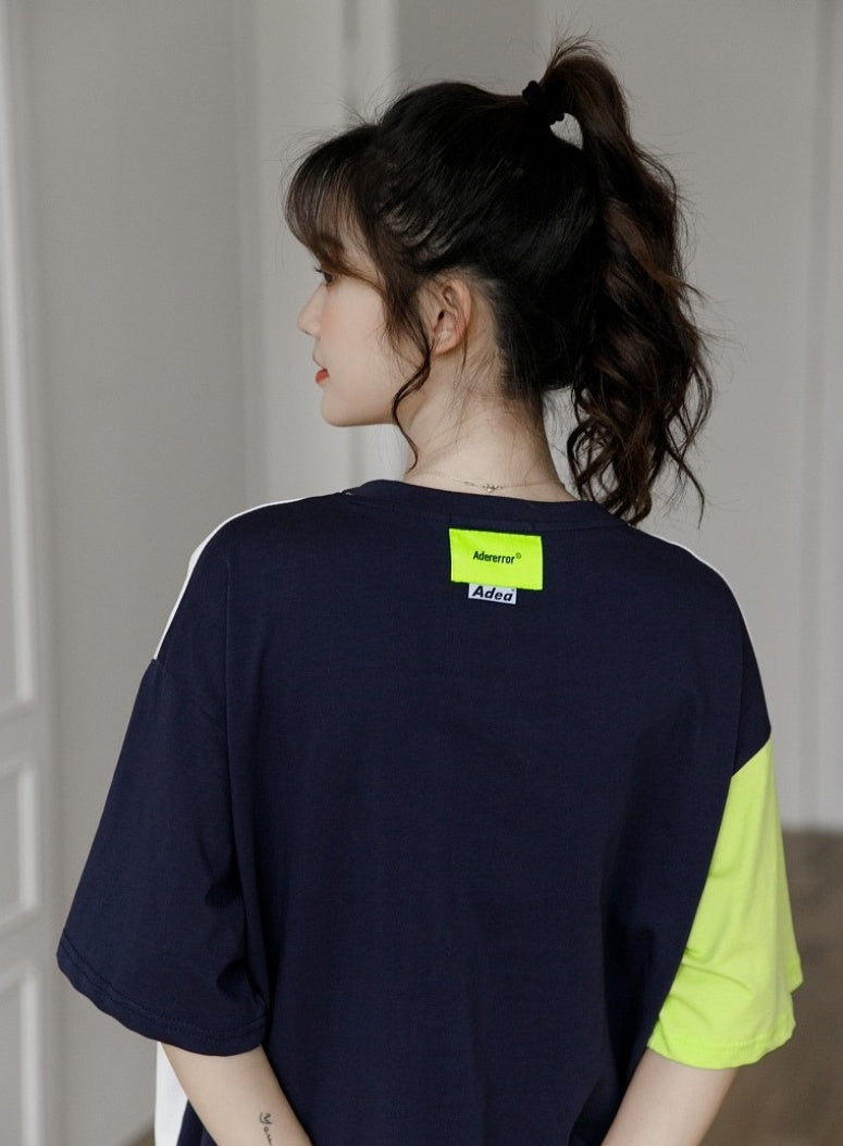 Color Block Bear Graphic Loose T-Shirt