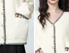 Color Block Knit Cardigan Sweater